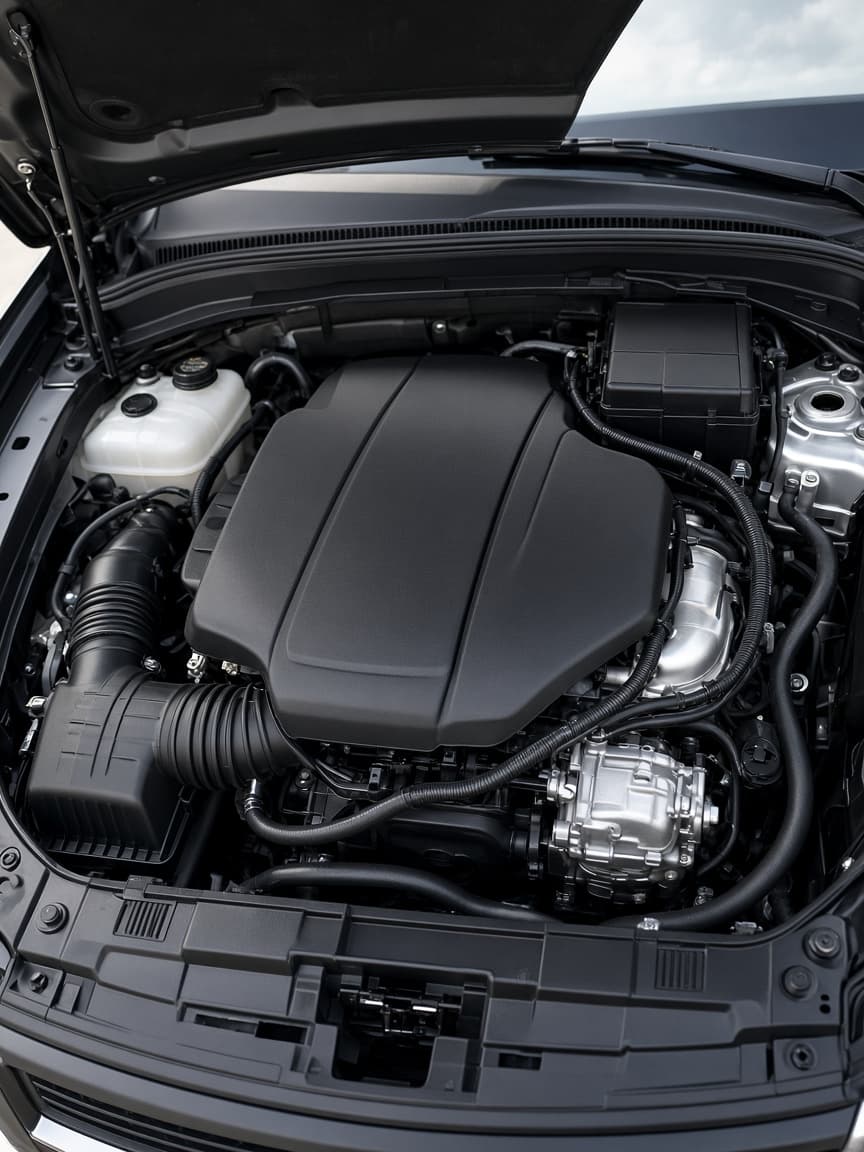 Clean engine bay with the bonnet open